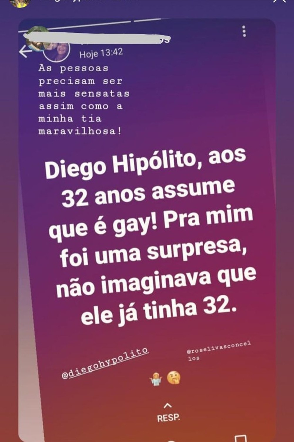 Após se assumir gay Diego Hypolito rebate comentário de internauta