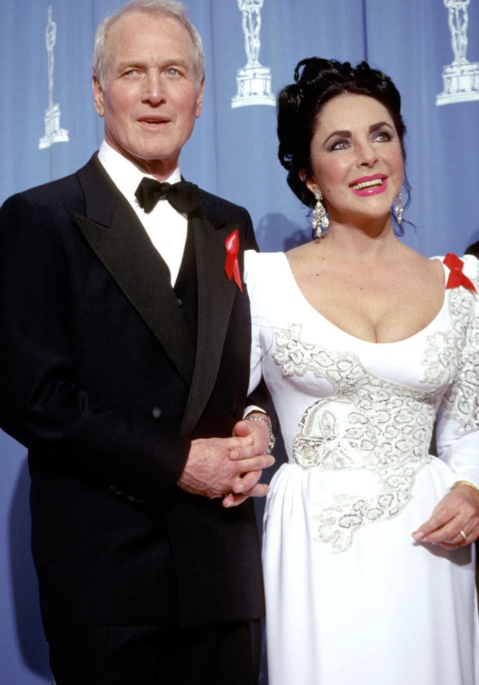 Paul Newman e Elizabeth Taylor no Oscar de 1992 — Foto: Getty Images