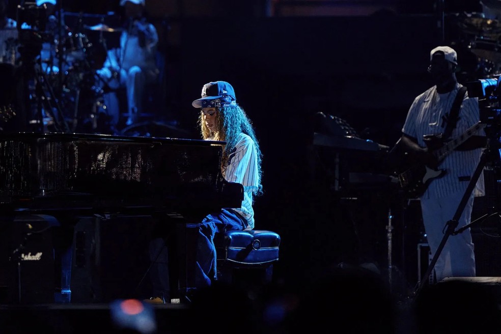 Blue Ivy no palco do Yankee Stadium em julho de 2026 — Foto: Cortesia da Roc Nation