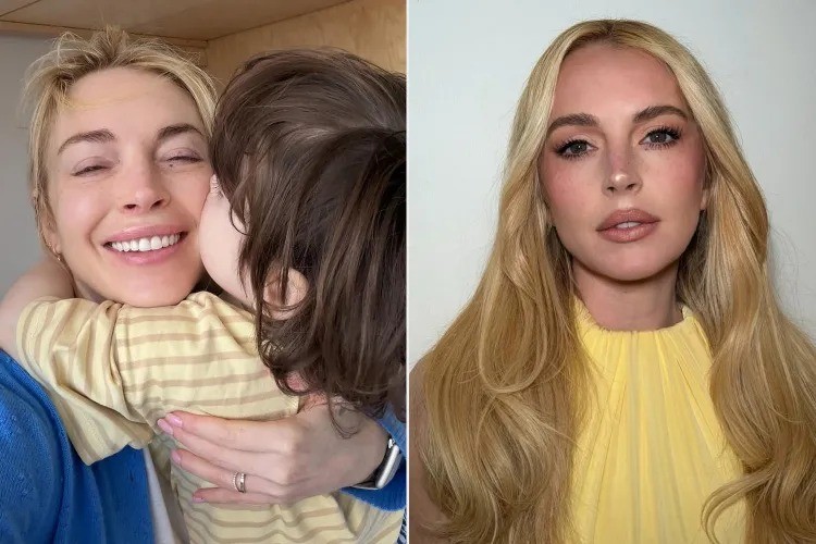Lindsay Lohan encanta fãs ao compartilhar momento carinhoso com o filho Luai
