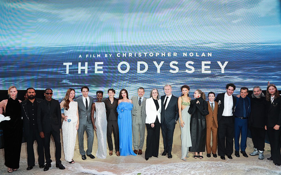 Charlize Theron, Himesh Patel, Travis Scott, Mia Goth, Robert Pattinson, Lupita Nyong'o, Tom Holland, Matt Damon, Emma Thomas, Christopher Nolan, Zendaya, Benny Safdie, John Leguizamo, Hoyte van Hoytema e Ludwig Goransson — Foto: GettyImages