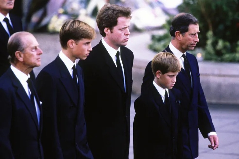 O funeral de Diana, Princesa de Gales, foi realizado na Abadia de Westminster em 6 de setembro de 1997 — Foto: GettyImages