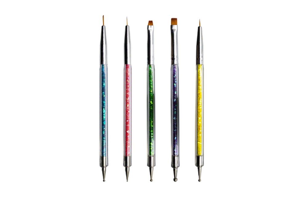 Kit com 5 pincéis e boleadores para decoração de unhas, Genérico — Foto: Reprodução