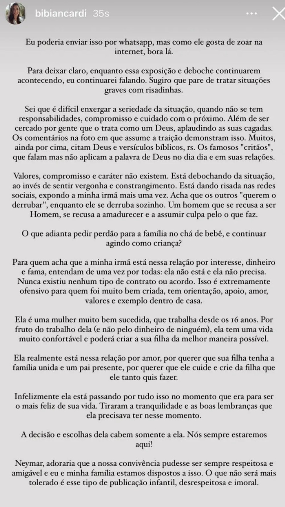 Stories Bianca Biancardi — Foto: Reprodução/Instagram
