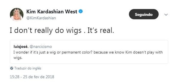 Cabelo Rosa de Kim Kardashian não é peruca, confirma a celeb, Celebridades