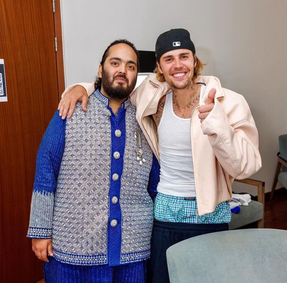 Anant Ambani e Justin Bieber — Foto: Reprodução/Instagram