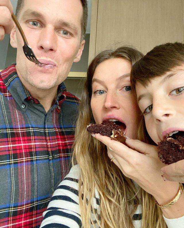 Gisele, Tom Brady e o filho — Foto: Reprodução/Instagram
