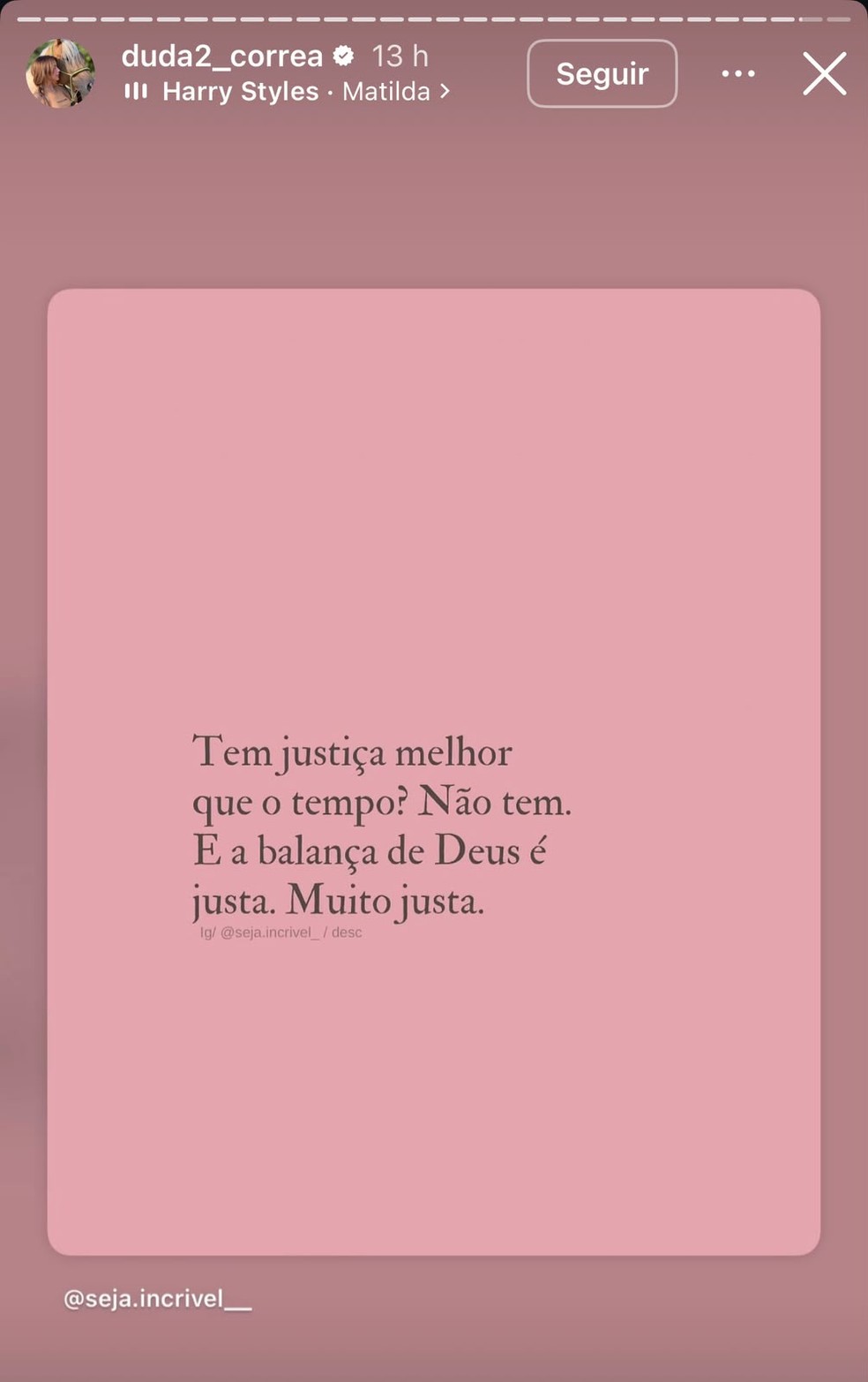 Story de Duda Corrêa — Foto: Reprodução/Instagram