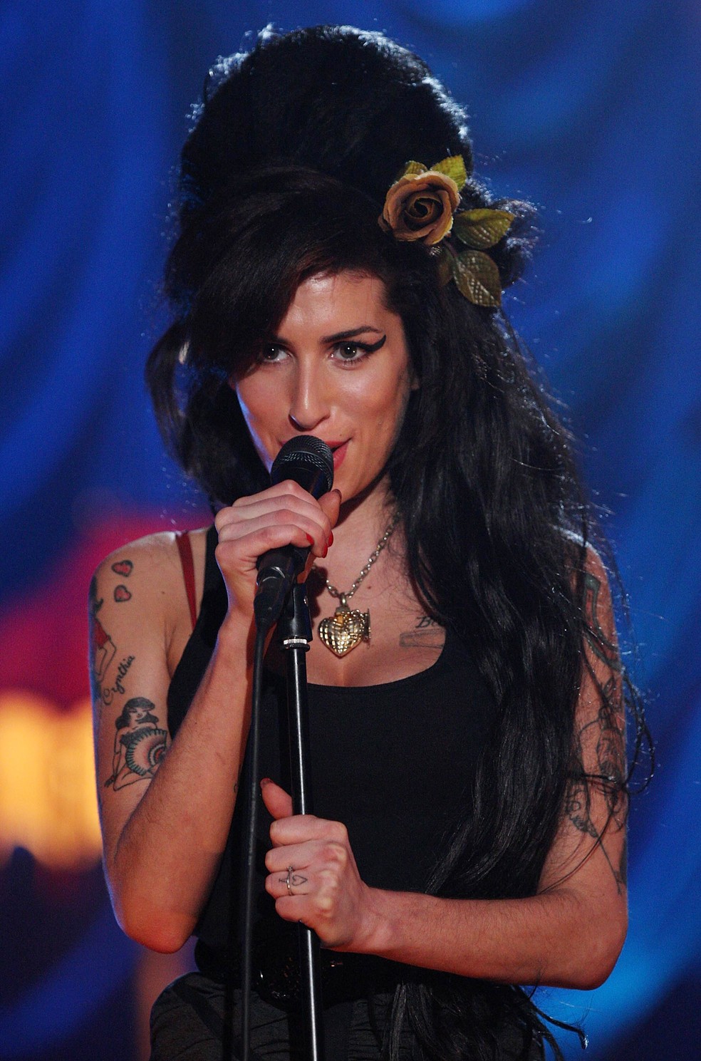 Amy Winehouse no Grammy em 2008 — Foto: Getty Images