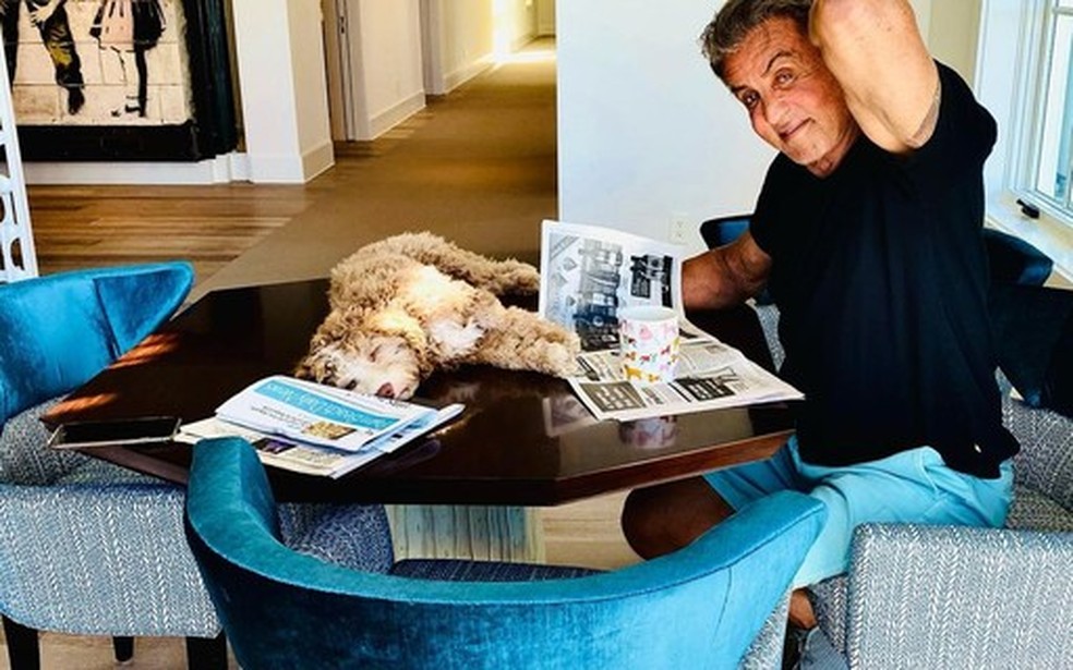 Sylvester Stallone mostra como é uma tarde de leitura em sua casa — Foto: Vogue