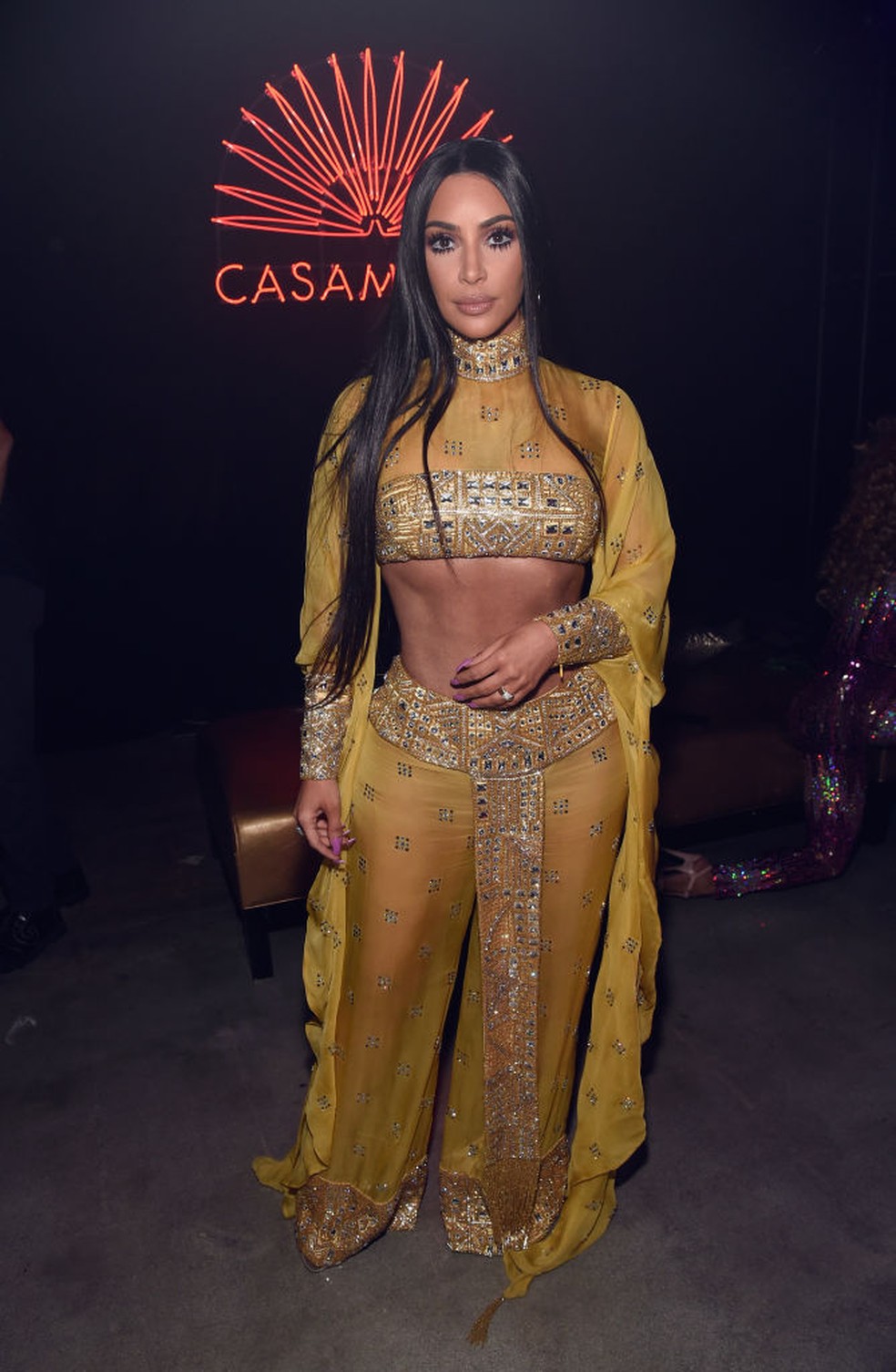 Kim Kardashian no Halloween do restaurante Casamigos, 2017 — Foto: Getty Images