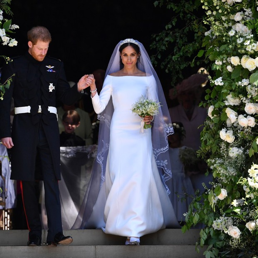 Meghan Markle e Harry brilham em casamento real  (Foto: Getty) — Foto: Vogue