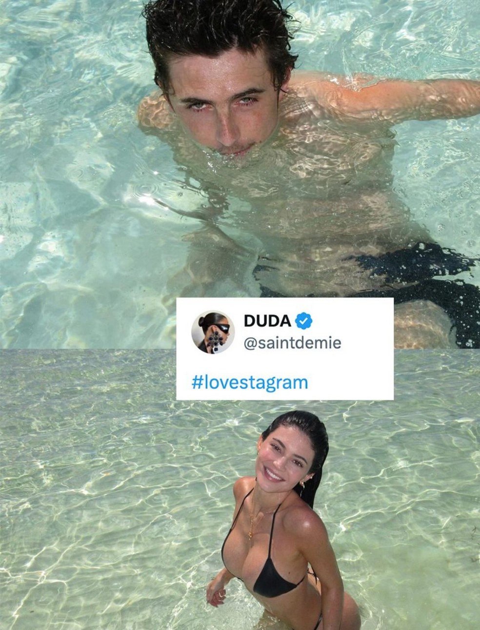 Timothée Chalamet e Kylie Jenner postam cliques de férias — Foto: Reprodução/Instagram