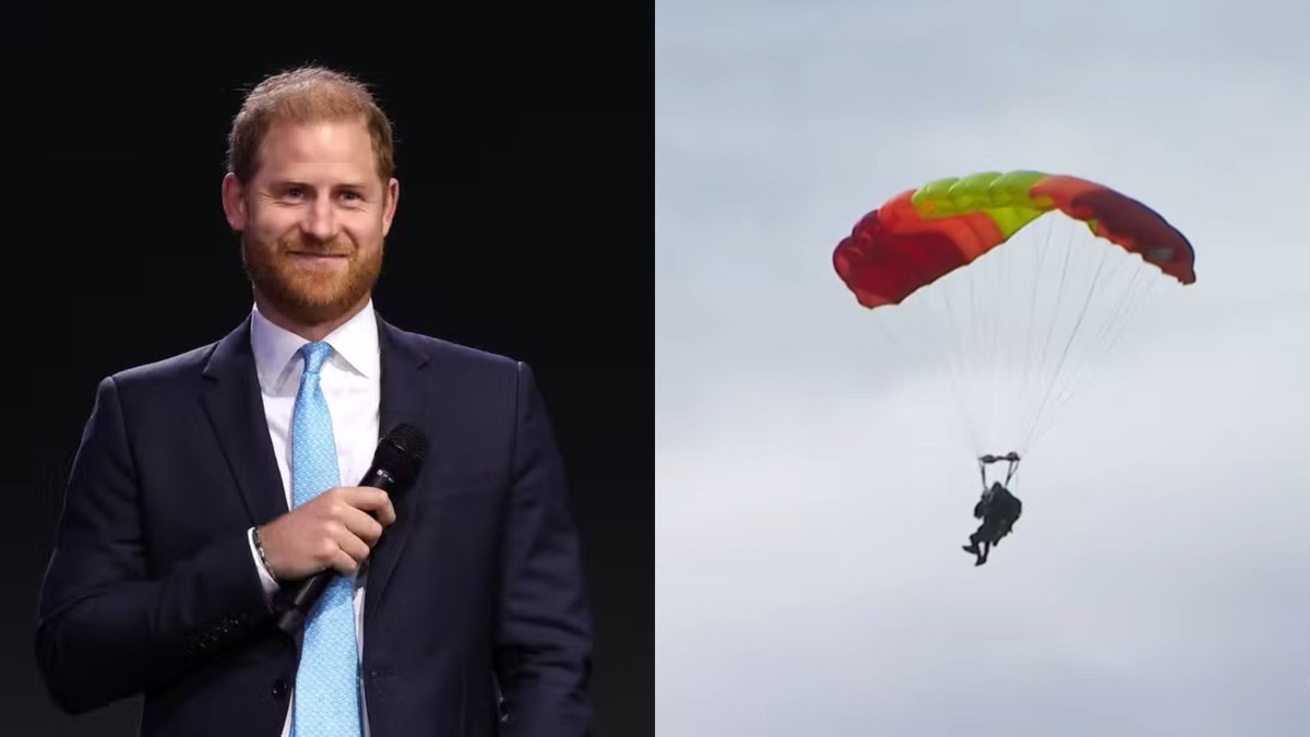 Príncipe Harry surpreende com salto de paraquedas radical no Canadá ...