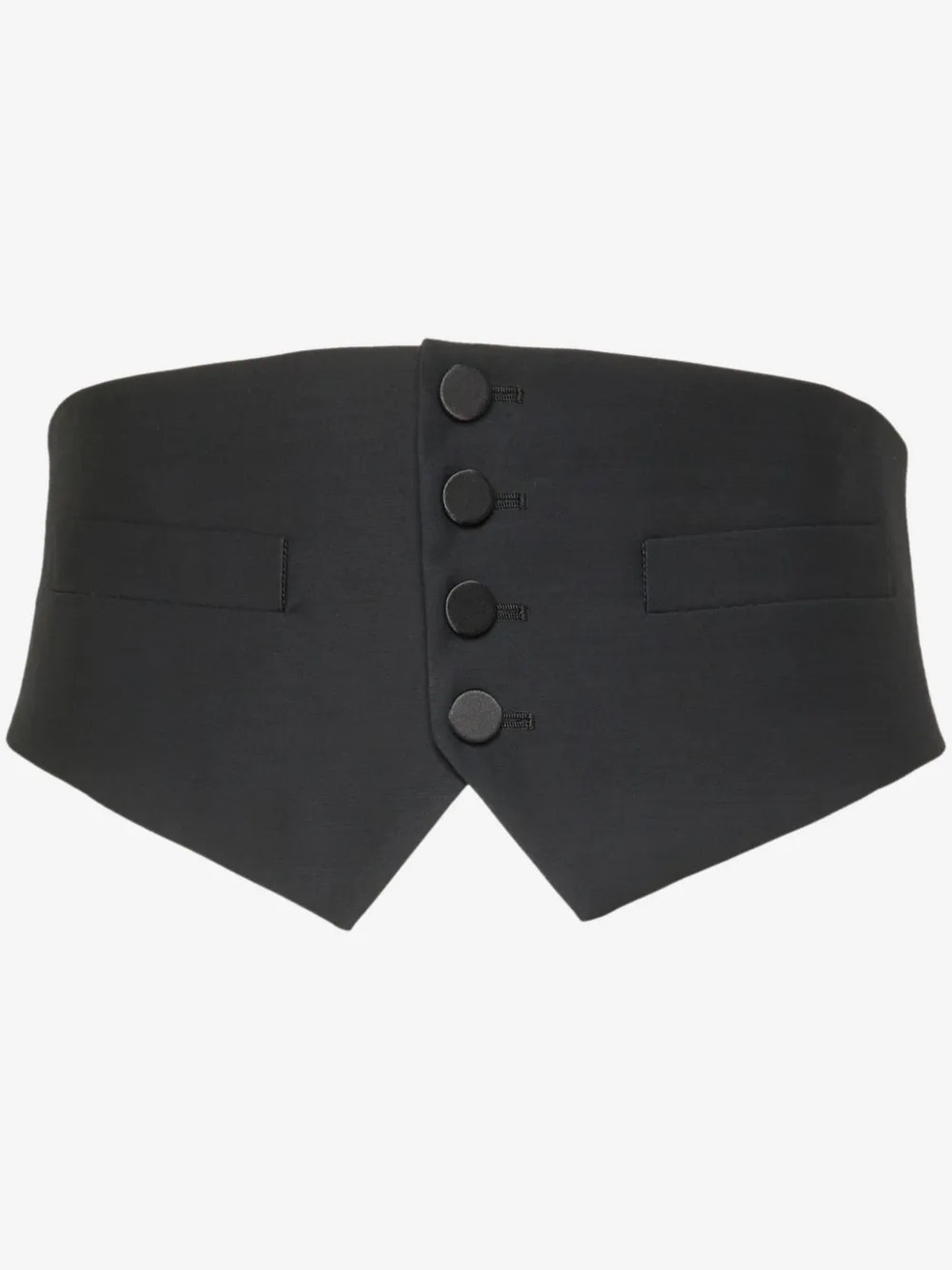Faixa de smoking com abotoamento frontal, DSQUARED2 - Preço sugerido: R$ 1.748 — Foto: Reprodução