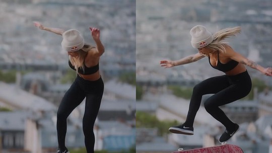 Leticia Bufoni faz manobras radicais ao andar de skate