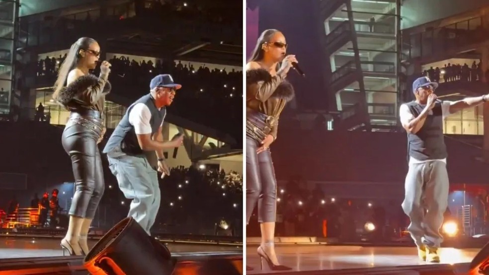 Rihanna se apresenta em show do rapper Jay-Z — Foto: Reprodução/X