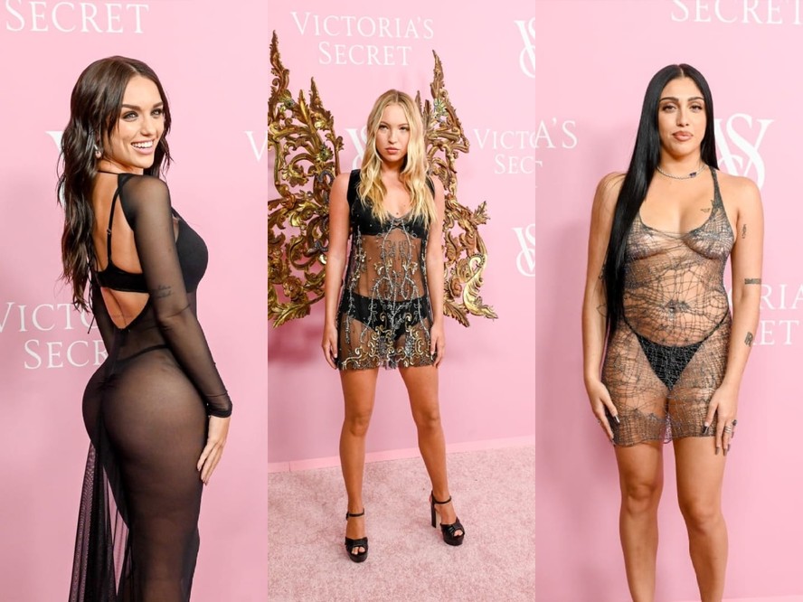 Famosas com looks transparentes na festa da Victoria's Secret
