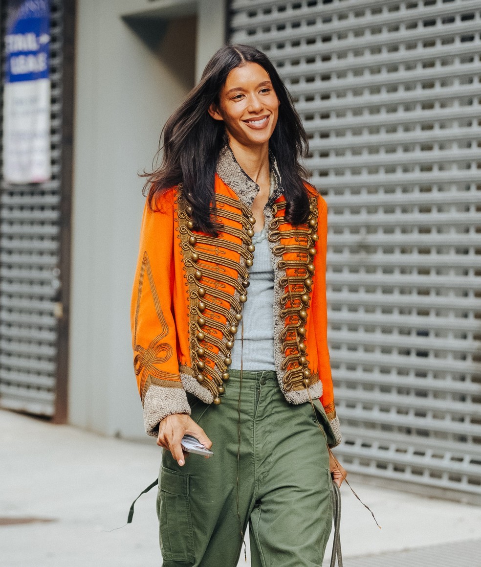 Look street da semana de moda nova-iorquina l Verão 2027 — Foto: Getty Images