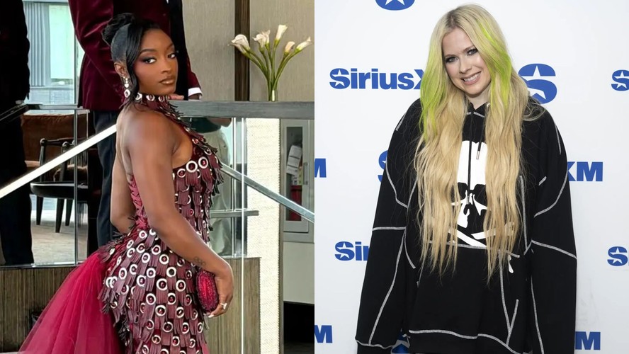 Simone Biles revela que Avril Lavigne 'roubou' seus óculos de sol no casamento de Taylor Swift e Travis Kelce