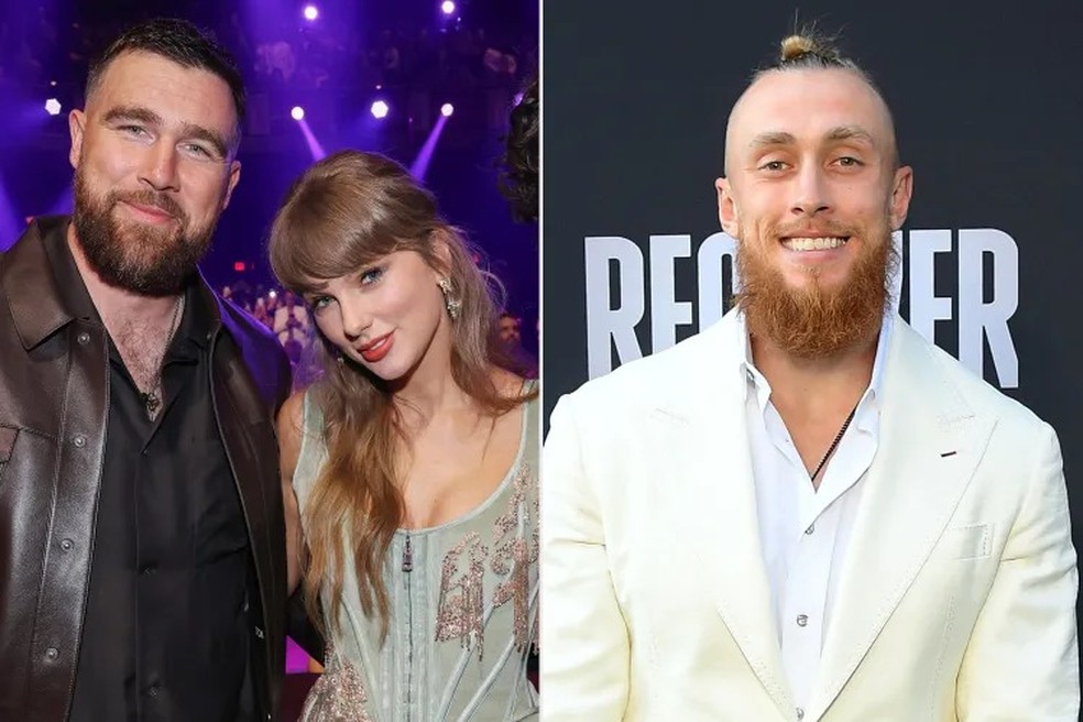 Travis Kelce e Taylor Swift; George Kittle — Foto: GettyImages