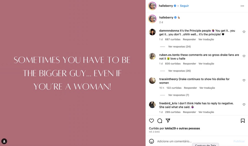 Post Halle Berry — Foto: Reprodução/Instagram