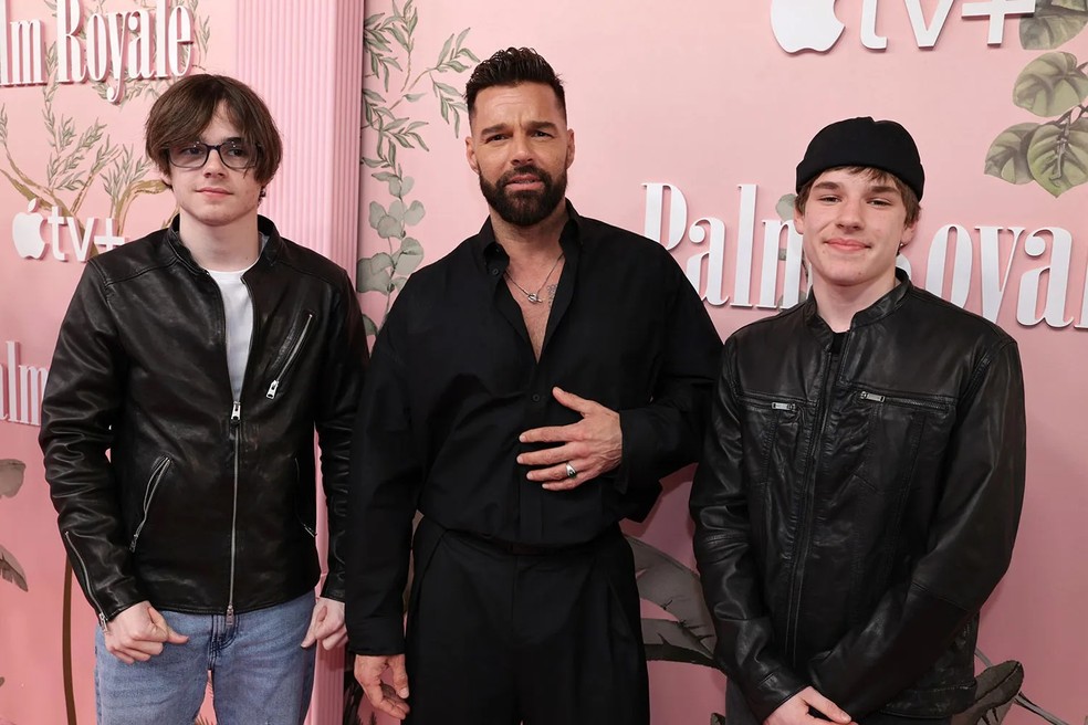 Ricky Martin e os filhos, Matteo e Valentino — Foto: GettyImages