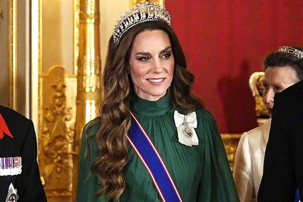 Kate Middleton no banquete de estado nigeriano em 18 de março de 2026 — Foto: GettyImages