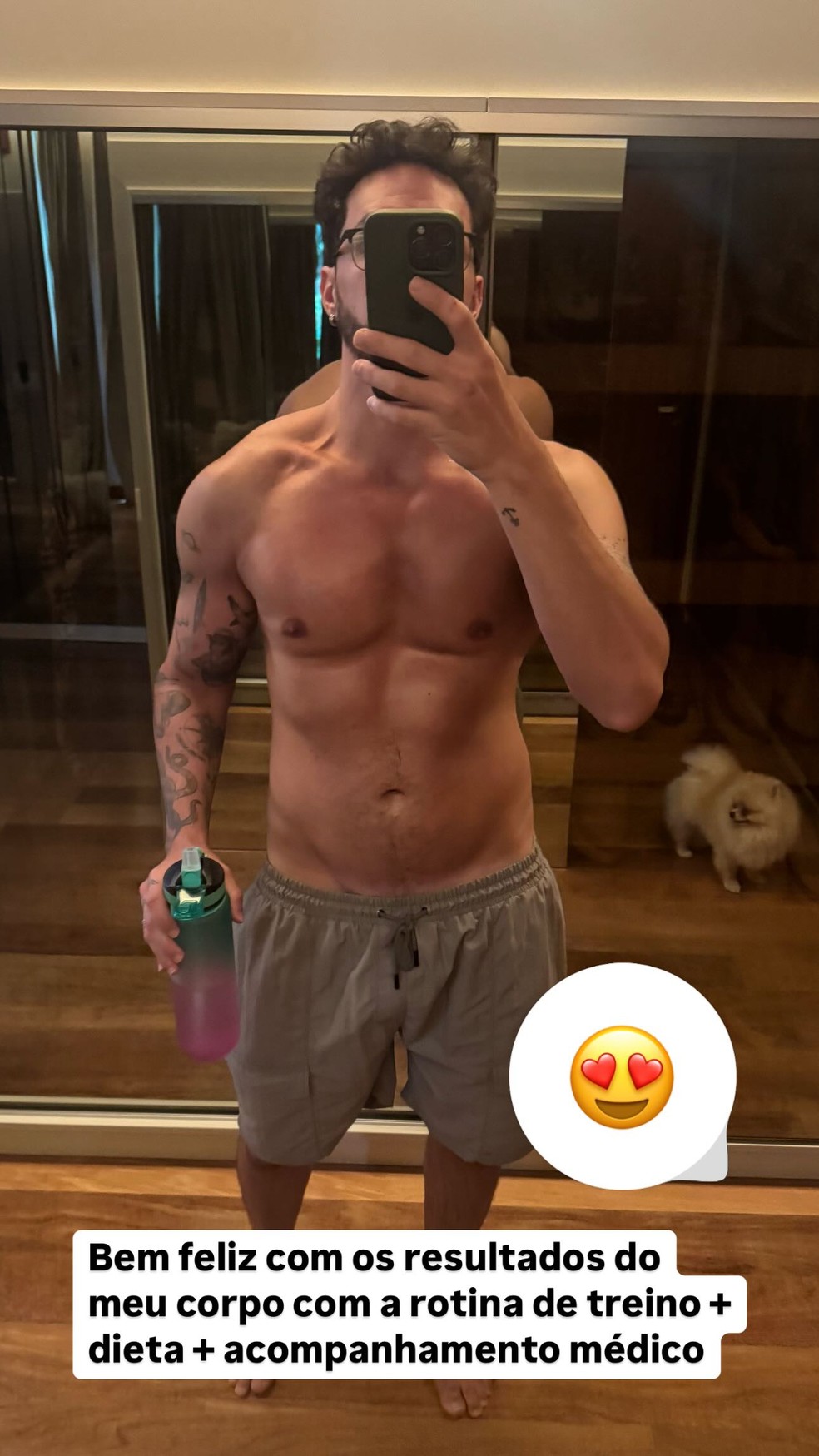 Eliezer celebra resultados em seu corpo após iniciar rotina de treinos e dieta — Foto: Reprodução/Instagram