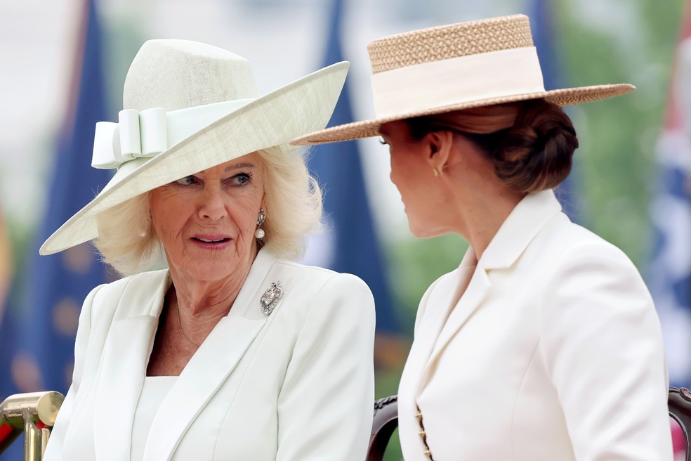 Rainha Camilla e Melania Trump — Foto: Getty Images