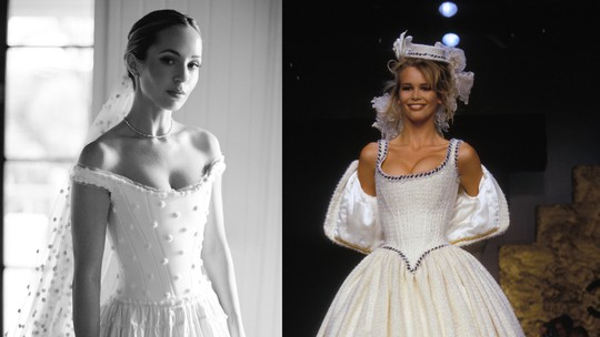 Noiva se casa com vestido de grife inspirado em peça usada por Claudia Schiffer em 1992