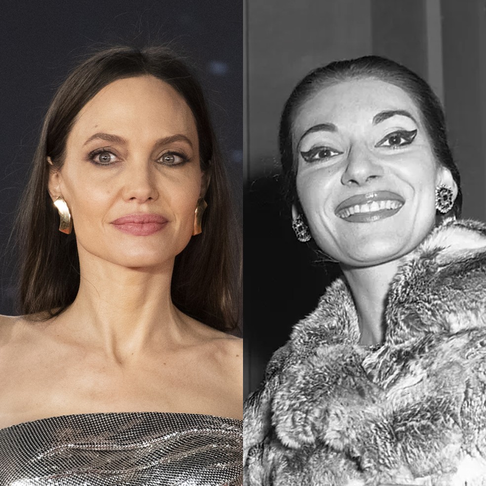 Angelina Jolie e Maria Callas — Foto: Getty Images