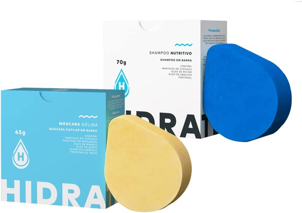 Kit em barra para nutrição e hidratação (shampoo 70g e máscara 45g), Hidratei Sólidos — Foto: Reprodução/ Amazon