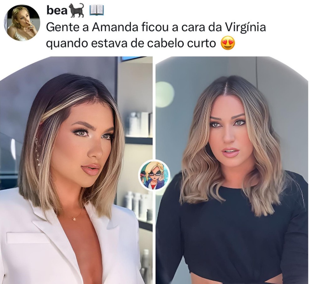 Semelhança entre Amanda e Virgínia — Foto: Reprodução/Instagram