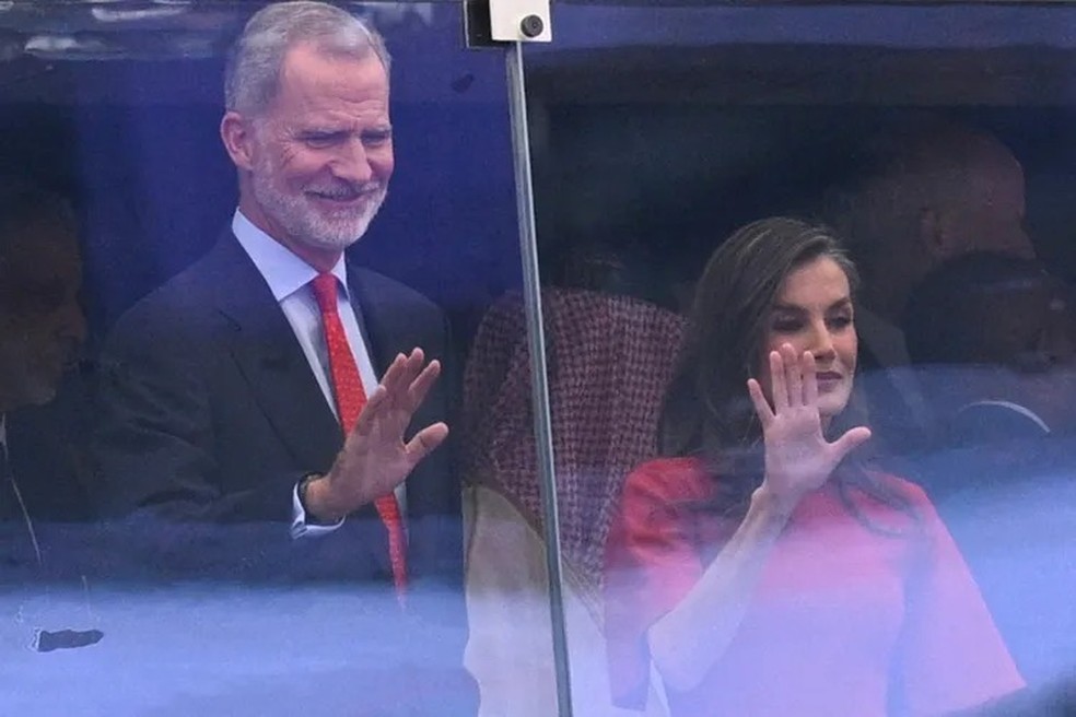O rei Felipe e a rainha Letizia na final da Copa do Mundo de 2026 — Foto: GettyImages