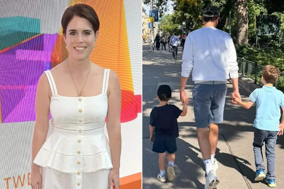Princesa Eugenie; Jack Brooksbank e filhos — Foto: GettyImages/Instagram