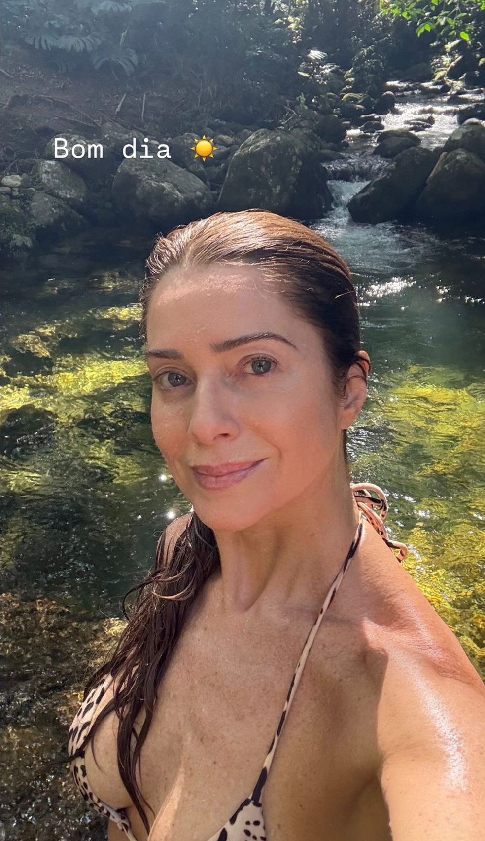 Leticia Spiller surge deslumbrante em banho de cachoeira após o Carnaval — Foto: Reprodução/Instagram