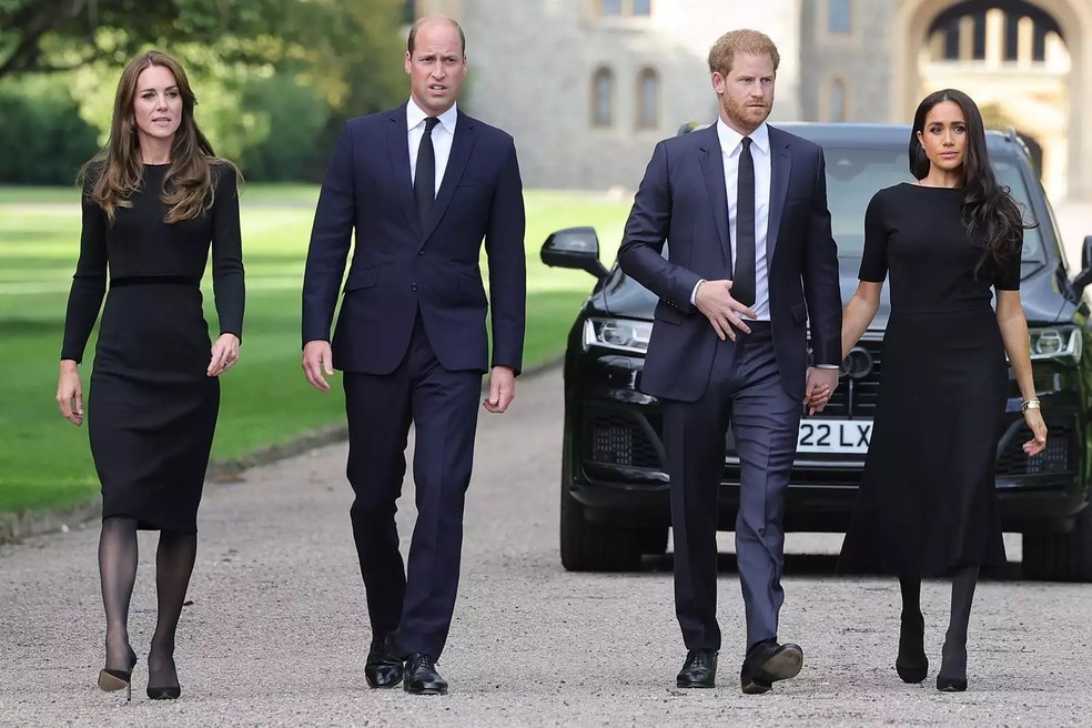 Kate Middleton, Príncipe William, Príncipe Harry e Meghan Markle — Foto: Getty Images
