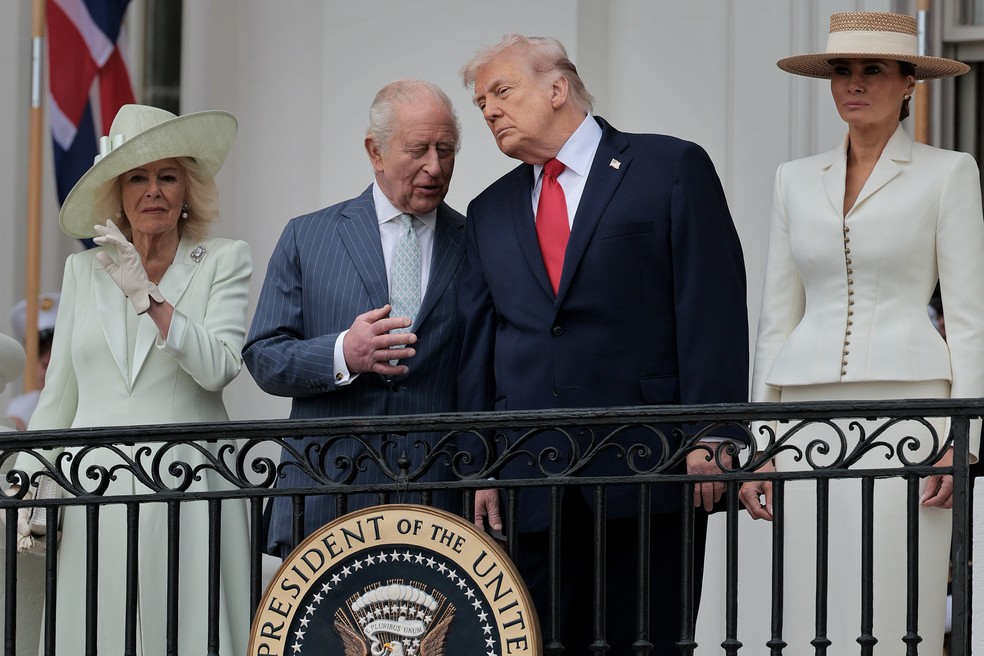 Rainha Camilla, Rei Charles, Donald e Melania Trump — Foto: Getty Images