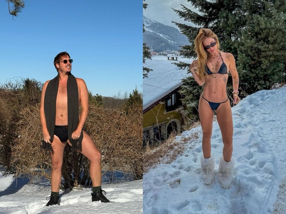 Fábio Porchat posa na neve — Foto: Reprodução/Instagram