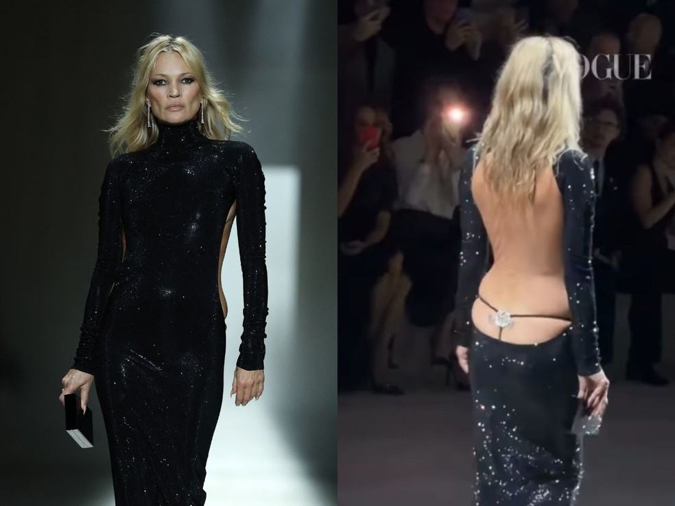 Kate Moss retorna à passarela no desfile da Gucci — Foto: Getty Images