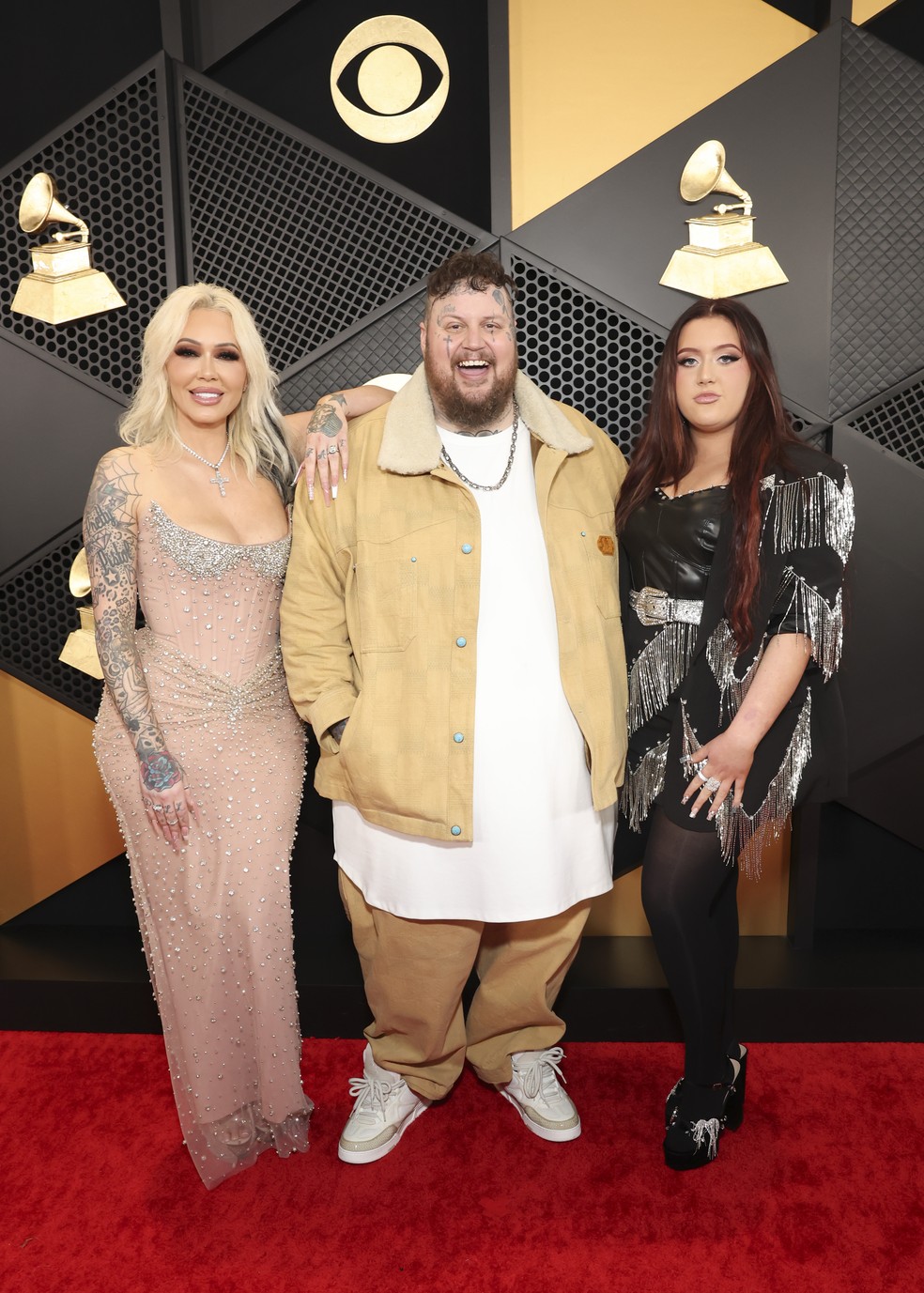 Bunnie XO, Jelly Roll e Bailee Ann no Grammy Awards 2024 — Foto: Getty Images