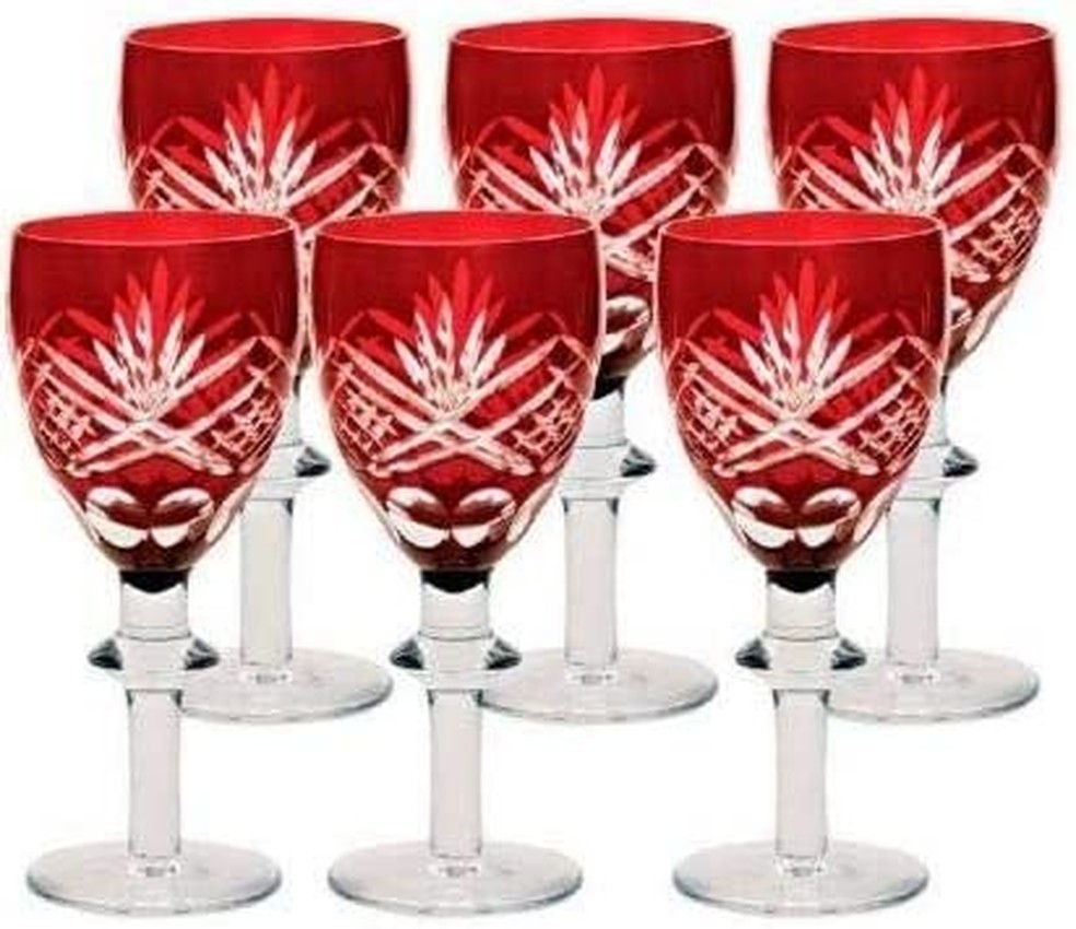 Conjunto Taças de Cristal vermelha — Foto: Reprodução/ Amazon