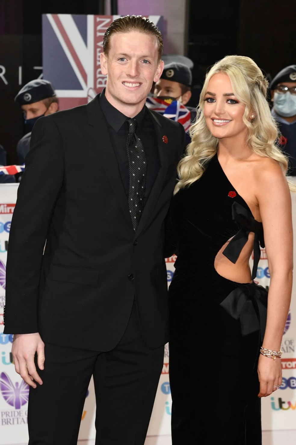 Jordan Pickford com sua esposa Megan Pickford — Foto: GettyImages