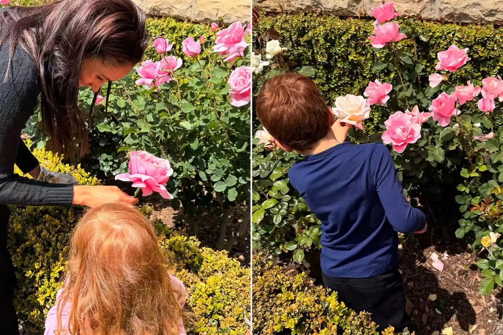 (Esquerda) Meghan Markle e Princesa Lilibet; (Direita) Príncipe Archie — Foto: Reprodução/Instagram