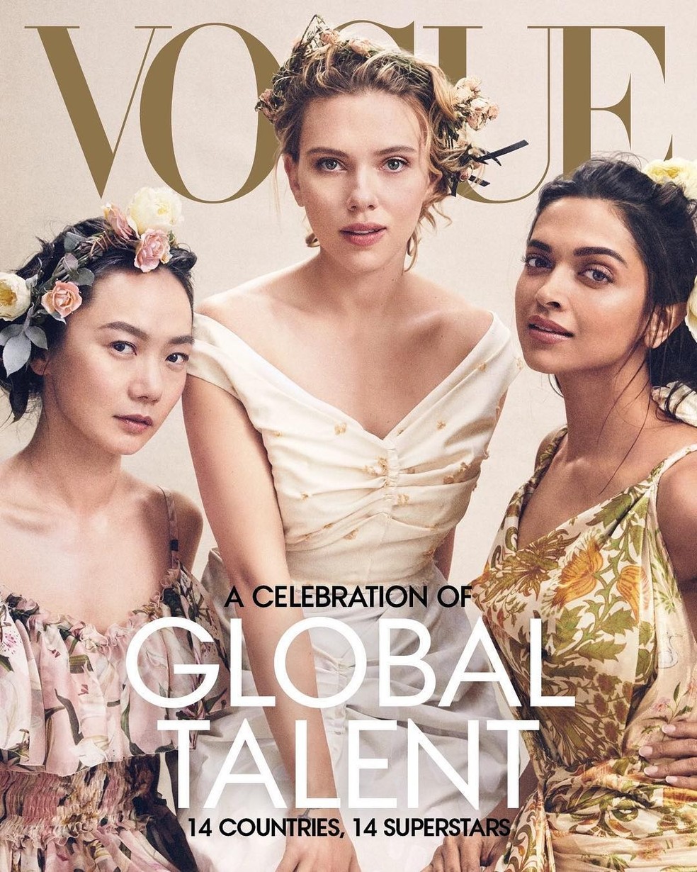Da esquerda para direita: Doona Bae, Scarlett Johansson e Deepika Padukone (Foto: Reprodução) — Foto: Vogue