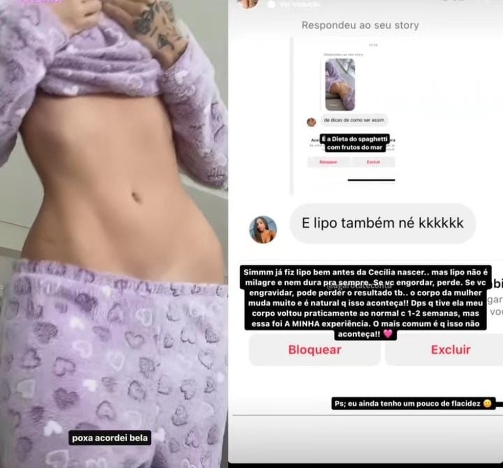 Kroline Lima responde comentário — Foto: Reprodução/Instagram