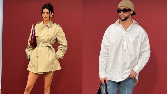 Kendall Jenner e Bad Bunny marcam presença em desfile durante semana de moda de Milão