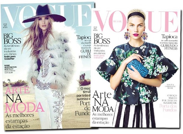 Rosie Huntington-Whiteley e Aline Weber são capas da Vogue de abril