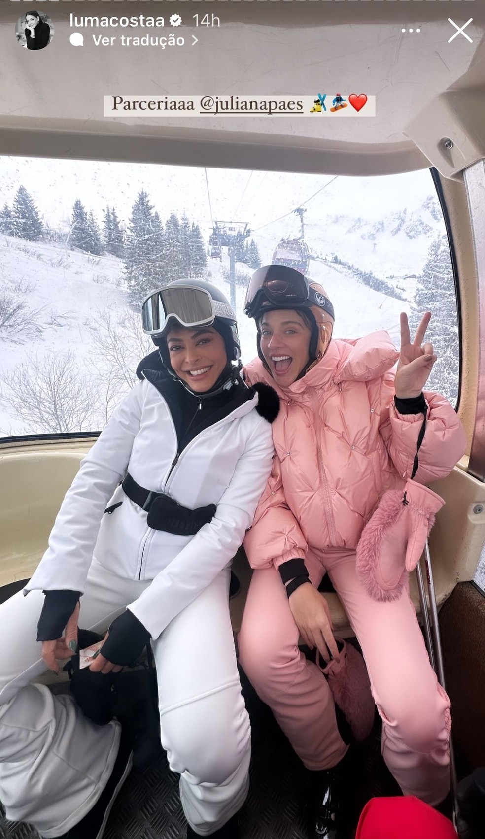 Juliana Paes e Luma Costa aproveitam férias nos alpes franceses